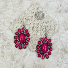 ER210131-07   Natural Stone Oval Concho Earring