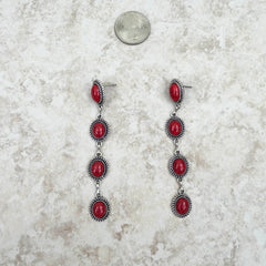 ER221115-04  Four Tiers Natural Stone Dangle Earring