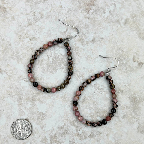 ERZ210805 -04-07  Turquoise Stone Teardrop Hoop Earrings