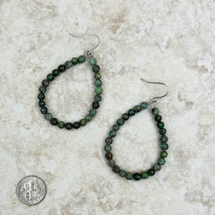 ERZ210805 -04-07  Turquoise Stone Teardrop Hoop Earrings