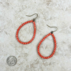 ERZ211105 -09 -10  Coral Teardrop Hoop Earrings