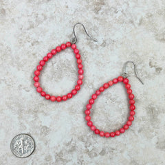 ERZ221025 coral teardrop hoop Earrings