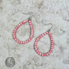 ERZ221025 coral teardrop hoop Earrings