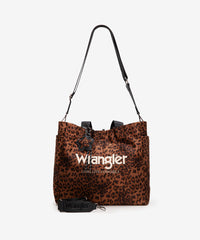 WG433-8317BR  Wrangler Leopard Print Large Tote/Crossbody -Brown