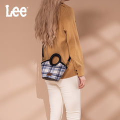LEE54-003  LEE Plaid Canvas Top Handle Small Tote/Crossbody