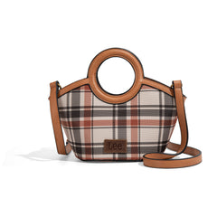 LEE54-003  LEE Plaid Canvas Top Handle Small Tote/Crossbody