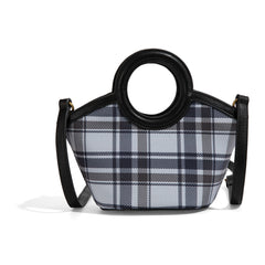 LEE54-003  LEE Plaid Canvas Top Handle Small Tote/Crossbody