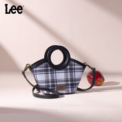 LEE54-003  LEE Plaid Canvas Top Handle Small Tote/Crossbody