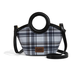 LEE54-003  LEE Plaid Canvas Top Handle Small Tote/Crossbody