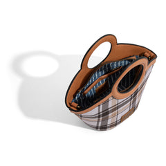 LEE54-003  LEE Plaid Canvas Top Handle Small Tote/Crossbody