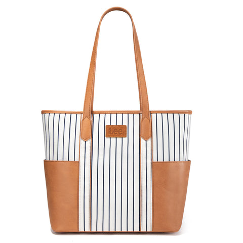 LEE56-002    LEE Stripe Collection Shoulder Denim Canvas Tote Bag