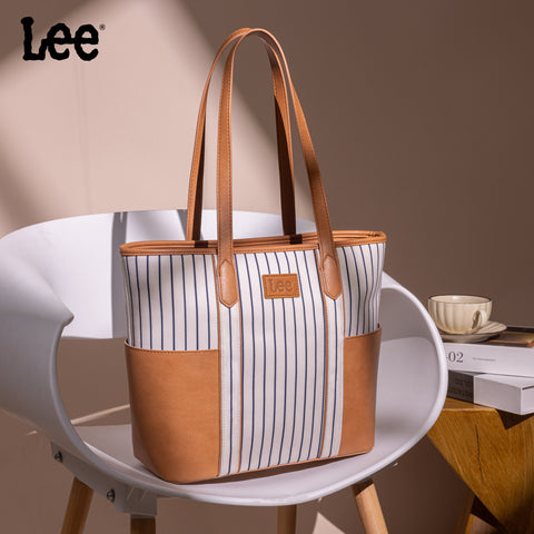 LEE56-002    LEE Stripe Collection Shoulder Denim Canvas Tote Bag