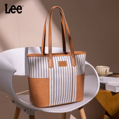 LEE56-002    LEE Stripe Collection Shoulder Denim Canvas Tote Bag