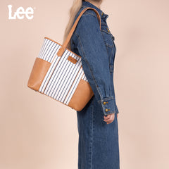 LEE56-002    LEE Stripe Collection Shoulder Denim Canvas Tote Bag