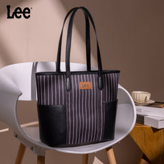 LEE56-002    LEE Stripe Collection Shoulder Denim Canvas Tote Bag