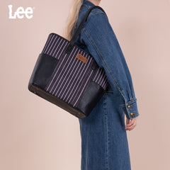 LEE56-002    LEE Stripe Collection Shoulder Denim Canvas Tote Bag