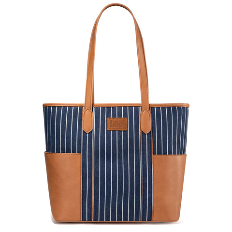 LEE56-002    LEE Stripe Shoulder Canvas Tote Bag