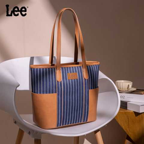 LEE56-002    LEE Stripe Shoulder Canvas Tote Bag