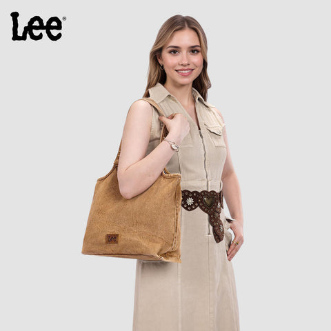 LEE63-001    LEE  Denim Canvas Tote Bag/Shoulder Bag - Brown