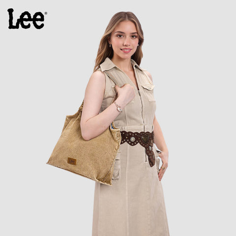 LEE63-001    LEE  Denim Canvas Tote Bag/Shoulder Bag - Light Brown