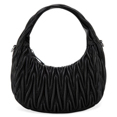 MC-426   Milan Chiva Ruched Crescent/Hobo Bag/Crossbody Bag - Black