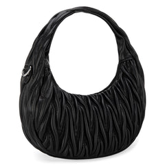 MC-426   Milan Chiva Ruched Crescent/Hobo Bag/Crossbody Bag - Black