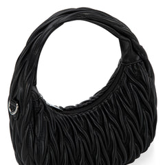 MC-426   Milan Chiva Ruched Crescent/Hobo Bag/Crossbody Bag - Black