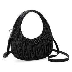 MC-426   Milan Chiva Ruched Crescent/Hobo Bag/Crossbody Bag - Black