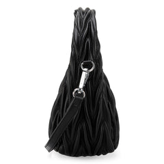 MC-426   Milan Chiva Ruched Crescent/Hobo Bag/Crossbody Bag - Black