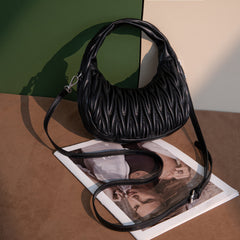 MC-426   Milan Chiva Ruched Crescent/Hobo Bag/Crossbody Bag - Black
