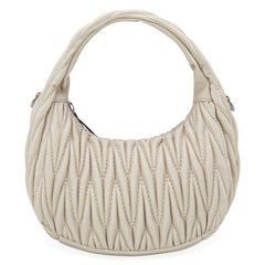 MC-426   Milan Chiva Ruched Crescent/Hobo Bag/Crossbody Bag - Off-White