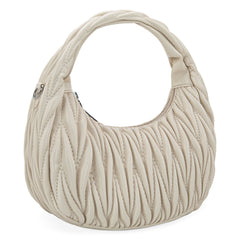 MC-426   Milan Chiva Ruched Crescent/Hobo Bag/Crossbody Bag - Off-White
