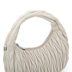 MC-426   Milan Chiva Ruched Crescent/Hobo Bag/Crossbody Bag - Off-White