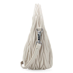 MC-426   Milan Chiva Ruched Crescent/Hobo Bag/Crossbody Bag - Off-White