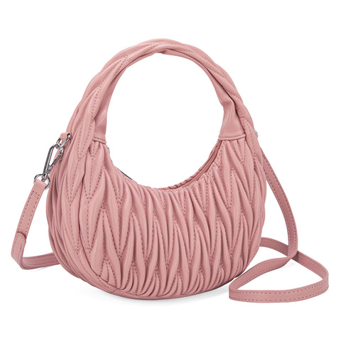 MC-426   Milan Chiva Ruched Crescent/Hobo Bag/Crossbody Bag - Pink