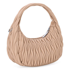 MC-426   Milan Chiva Ruched Crescent/Hobo Bag/Crossbody Bag - Tan