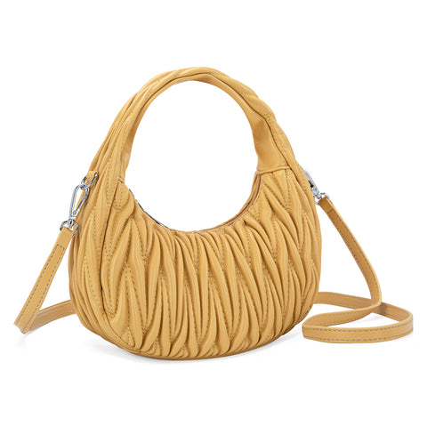 MC-426   Milan Chiva Ruched Crescent/Hobo Bag/Crossbody Bag - Yellow