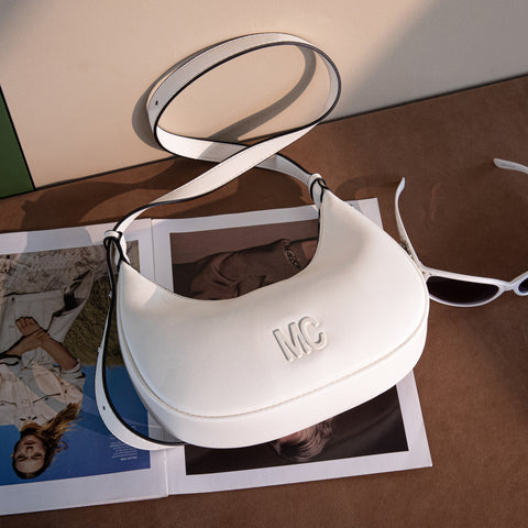 MC- 427   Milan Chiva Crescent Bag/Shoulder Bag - Off-White