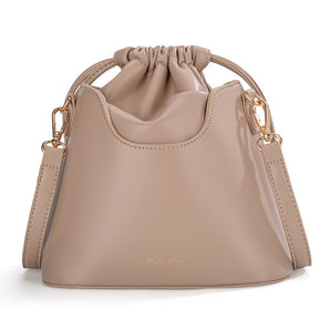 MC-538KH Milan Chiva Woven Drawstring Bucket Crossbody Bag - Khaki