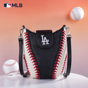 MLB-LA105 MLB Los Angeles Dodgers Team Baseball Stitch Crossbody - Black