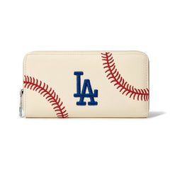 MLB-LA112  MLB Los Angeles Dodgers Zip Wallet Baseball Stitch Detail