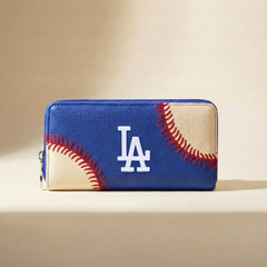 MLB-LA112  MLB Los Angeles Dodgers Zip Wallet Baseball Stitch Detail