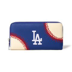 MLB-LA112  MLB Los Angeles Dodgers Zip Wallet Baseball Stitch Detail