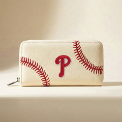 MLB-PP112   MLB Philadelphia Phillies Zip Wallet Baseball Stitch Detail