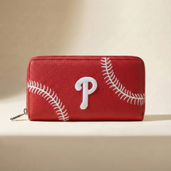 MLB-PP112   MLB Philadelphia Phillies Zip Wallet Baseball Stitch Detail