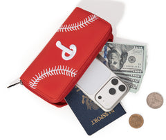 MLB-PP112   MLB Philadelphia Phillies Zip Wallet Baseball Stitch Detail