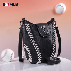 MLB-SX105 MLB Chicago White Sox Team Baseball Stitch Crossbody - Black