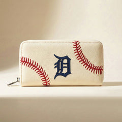 MLB-TG112   MLB Detroit Tigers Zip Wallet Baseball Stitch Detail
