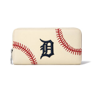 MLB-WL-TG-112  MLB Detroit Tigers Zip Wallet Baseball Stitch Detail