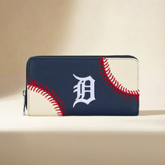MLB-TG112   MLB Detroit Tigers Zip Wallet Baseball Stitch Detail
